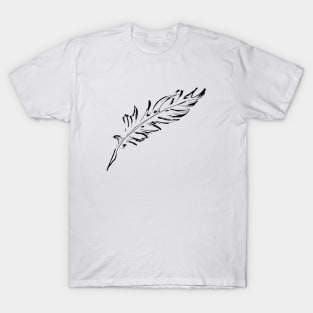 Black feather outline T-Shirt